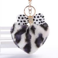 Bag Purse Charms Keyrings Keychains Zinc Alloy with Plush Heart Unisex & with rhinestone Sold By PC