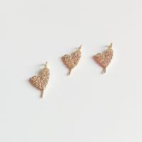 Cubic Zirconia Micro Pave Brass Pendant, light gold color plated, DIY & micro pave cubic zirconia, metallic color plated, 15.50x7.50mm, Approx 5PCs/Lot, Sold By Lot