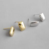 925 Sterling Silver Stud Earrings sterling silver post pin plated Korean style & for woman Sold By Lot