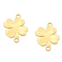 Stainless Steel Connector, Four Leaf Clover, plated, 1/1 loop, more colors for choice, 18x13x1mm, Hole:Approx 1mm, 10PCs/Bag, Sold By Bag