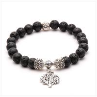 Gemstone Bracelets, with Tibetan Style, Tree, antique silver color plated, fashion jewelry & different materials for choice & Unisex, 8mm, Length:Approx 7.5 Inch, 2Strands/Lot, Sold By Lot