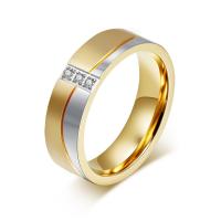 nehrđajućeg Čelik vještački dijamant Finger Ring, Nehrđajući čelik, pozlaćen, modni nakit & bez spolne razlike & različitih stilova za izbor & s Rhinestone, 6mm, Prodano By PC