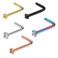 Stainless Steel Nose Piercing Jewelry, Unisex & with rhinestone, more colors for choice, 1x6x2mm, Sold By PC