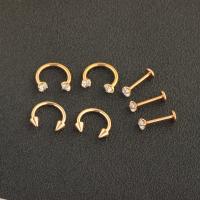 Rozsdamentes acél orr piercing ékszerek, Stainless Steel, egynemű, 1.2x8x3 1x8x3mm, 7párok/Set, Által értékesített Set