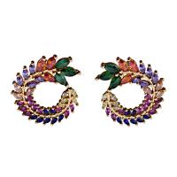 Tibetan Style Stud Earring, with Rhinestone, for woman, more colors for choice, Sold By Pair
