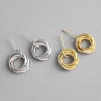 925 Sterling Silver Stud Earrings sterling silver post pin plated Korean style & for woman 12.60mm Sold By Lot
