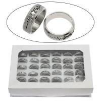 Rozsdamentes acél Finger Ring, Stainless Steel, -val papír doboz, vegyes gyűrű méretét & egynemű, az eredeti szín, 8mm, Méret:7-12, 36PC-k/Box, Által értékesített Box