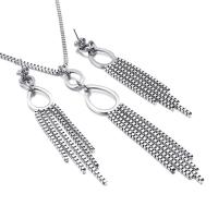 Fashion Stainless Steel Jewelry Sets, earring & necklace, plated, 2 pieces & box chain & for woman, more colors for choice, 75*12mm,90*15mm, Length:Approx 19.8 Inch, Sold By Set