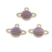 Zinc Alloy Enamel Pendants gold color plated purple nickel lead & cadmium free Approx 1.7mm Sold By Bag