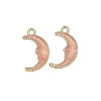 Zinc Alloy Moon Pendants gold color plated enamel pink nickel lead & cadmium free Approx 1.6mm Sold By Bag