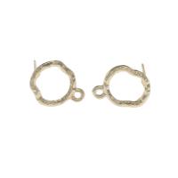 Tibetan Style Earring Stud Component, gold color plated, DIY & with loop & hollow, nickel, lead & cadmium free, 15x12x13mm, Hole:Approx 1.6mm, 200PCs/Bag, Sold By Bag