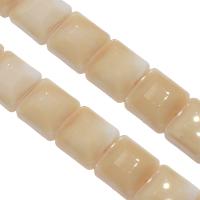 Fashion Glass Beads, Square, fashion jewelry & DIY & faceted, beige, 13x13x8mm, Hole:Approx 1mm, 50PCs/Strand, Sold By Strand