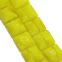 Fashion Glass Beads, Square, fashion jewelry & DIY & faceted, yellow, 13x13x8mm, Hole:Approx 1mm, 50PCs/Strand, Sold By Strand