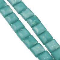 Fashion Glass Beads, Square, fashion jewelry & DIY & faceted, malachite green, 13x13x8mm, Hole:Approx 1mm, 50PCs/Strand, Sold By Strand