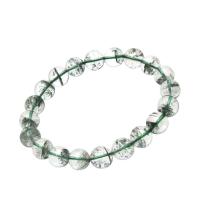 Green Phantom Quartz Bracelet, Round, Plating champagne gold, different size for choice & for woman, green, Sold By Strand