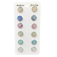 Tibetan Style Stud Earring Set, Stud Earring, Tibetan Style post pin, plated, for woman & frosted, mixed colors, nickel, lead & cadmium free, 12mm, 10Sets/Lot, Sold By Lot