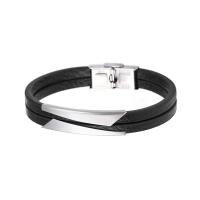 PU Leather Cord Bracelets, Stainless Steel, with PU Leather, fashion jewelry & Unisex & different size for choice, more colors for choice, 18.5cm    20.5cm   22cm, Sold By PC