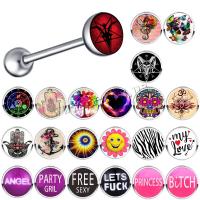 Stainless Steel Tongue Ring Unisex 5/7 Sold By PC
