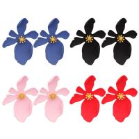 Tibetan Style Stud Earring, Flower, fashion jewelry & for woman, more colors for choice, nickel, lead & cadmium free, 5cmx4cm, Sold By Pair