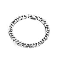 титан браслет, полированный, ювелирные изделия моды & панк-стиль & Мужская, серебряный, продается PC