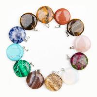 Natural Stone Pendant, with Tibetan Style, plated, random style & fashion jewelry & DIY, 21mm, 10PCs/Bag, Sold By Bag