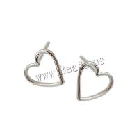 925 Sterling Silver Stud Earrings sterling silver post pin Heart platinum plated for woman & hollow Sold By Lot