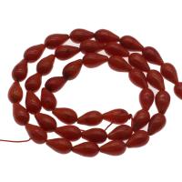 Natural Coral Beads, Teardrop, fashion jewelry & DIY, red, 8*5mm, Hole:Approx 1mm, Approx 45PCs/Strand, Sold Per Approx 14.9 Inch Strand