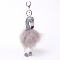 Tibetan Style Key Clasp, with Sequins & Imitation Fur, Bird, plated, with fluffy ball & for bag & for woman, more colors for choice, nickel, lead & cadmium free, 150mm, 5PCs/Lot, Sold By Lot