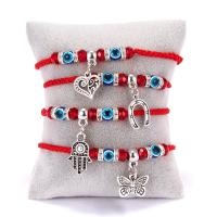 Tibetan Style Bracelet, with Glass Beads & Nylon Cord, plated, Unisex & evil eye pattern & different styles for choice & with rhinestone, nickel, lead & cadmium free, Length:Approx 7.08-11.8 Inch, 10PCs/Lot, Sold By Lot