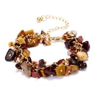 Tibetan Style Bracelet, with Natural Gravel & Crystal, with 2.75lnch extender chain, gold color plated, adjustable & different styles for choice & for woman, nickel, lead & cadmium free, Sold Per Approx 5.5 Inch Strand