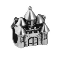 Zinc Alloy European perler, Castle, forgyldt, Bæredygtig & du kan DIY & stort hul, nikkel, bly & cadmium fri, 9.80x12.30mm, Hole:Ca. 4.5mm, 20pc'er/Lot, Solgt af Lot