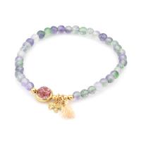 Pierre naturelle bracelet, avec jade Malaisie & Cristal craquelé & quartz rose & laiton, bijoux de mode & pour femme, plus de couleurs à choisir, 5.5cm, Vendu par PC