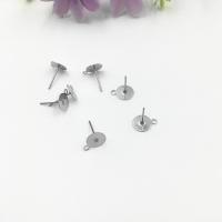 Stainless Steel Earring Stud Component fashion jewelry & DIY & with loop original color Sold By Lot