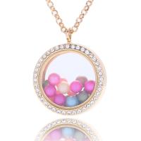 Zinc Alloy Aromatherapy Necklace with Glass plated It could be opened and beads could be put inside. & Unisex & with rhinestone nickel lead & cadmium free Length Approx 23.6 Inch Sold By Lot