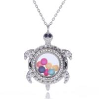 Perfume Locket Necklace Zinc Alloy with Glass Turtle plated It could be opened and beads could be put inside. & Unisex & round link chain & oval chain & with rhinestone nickel lead & cadmium free Length Approx 23.6 Inch Sold By Lot