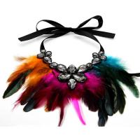 Feather Necklace with Non-woven Fabrics & Crystal fashion jewelry & for woman Sold Per Approx 16.9 Inch Strand