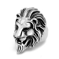 Hombres de acero inoxidable anillo del dedo, León, Joyería & diverso tamaño para la opción & para hombre & esmalte, 33mm, tamaño:8-11, Vendido por UD