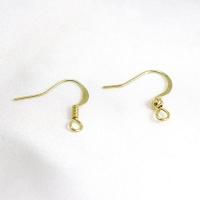Brass Hook Earwire gold color plated DIY & with loop nickel lead & cadmium free Sold By Lot