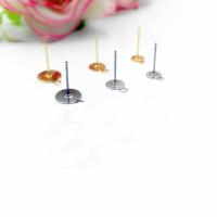 Stainless Steel Earring Stud Component, fashion jewelry & hypo allergic & with loop & different size for choice, more colors for choice, 100PCs/Lot, Sold By Lot