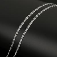 Nehrđajući čelik nakit lanac, modni nakit & možete DIY & Valentino lanac, izvorna boja, 3x1.5mm, 25m/spool, Prodano By spool