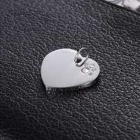 Stainless Steel Heart Pendants, with rhinestone, original color, 20mm, 50PCs/Lot, Sold By Lot
