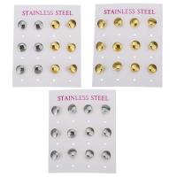 Stainless Steel Stud Earrings, plated, fashion jewelry & for woman, more colors for choice, 8mm, 6Pairs/Lot, Sold By Lot