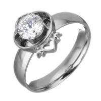 Цирконий Нержавеющая сталь палец кольцо, нержавеющая сталь, разный размер для выбора & Женский & с кубическим цирконием, оригинальный цвет, 13mm, 5ПК/Лот, продается Лот