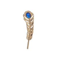 Tibetan Style Brooches, Feather, plated, Unisex & with rhinestone, more colors for choice, nickel, lead & cadmium free, 15x55mm, Sold By PC