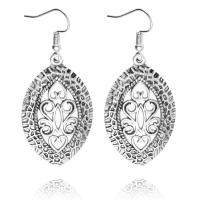 Tibetan Style Drop Earrings, antique silver color plated, for woman & hollow, nickel, lead & cadmium free, 24x48mm, Sold By Pair