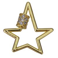 Brass Jewelry Clasps, Star, gold color plated, micro pave cubic zirconia, nickel, lead & cadmium free, 25x28x5.5m, 10PCs/Lot, Sold By Lot