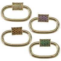 Brass Jewelry Clasps, gold color plated, micro pave cubic zirconia, more colors for choice, nickel, lead & cadmium free, 19x12x5mm, 10PCs/Lot, Sold By Lot