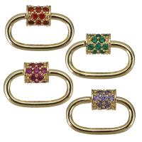 Brass Jewelry Clasps, gold color plated, micro pave cubic zirconia, more colors for choice, nickel, lead & cadmium free, 19x12.5x6mm, 10PCs/Lot, Sold By Lot