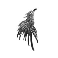 Tibetan Style Brooches, Eagle, plated, vintage & for woman & with rhinestone, more colors for choice, nickel, lead & cadmium free, 53x25mm, Sold By PC