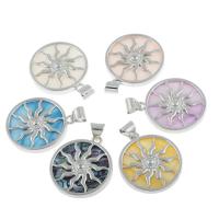 Shell Pendants Zinc Alloy with Shell Sun platinum color plated dyed nickel lead & cadmium free 32*3mm Approx 2.5mm Sold By Bag